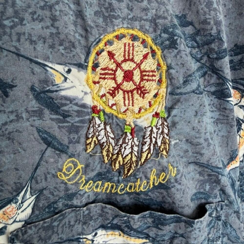 Columbia Blue Dreamcatcher Marlin Fishing Button Down Shirt - Large - Picture 4 of 5
